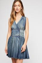 Fp One Fp One Celine Denim Wrap Mini Dress At Free People